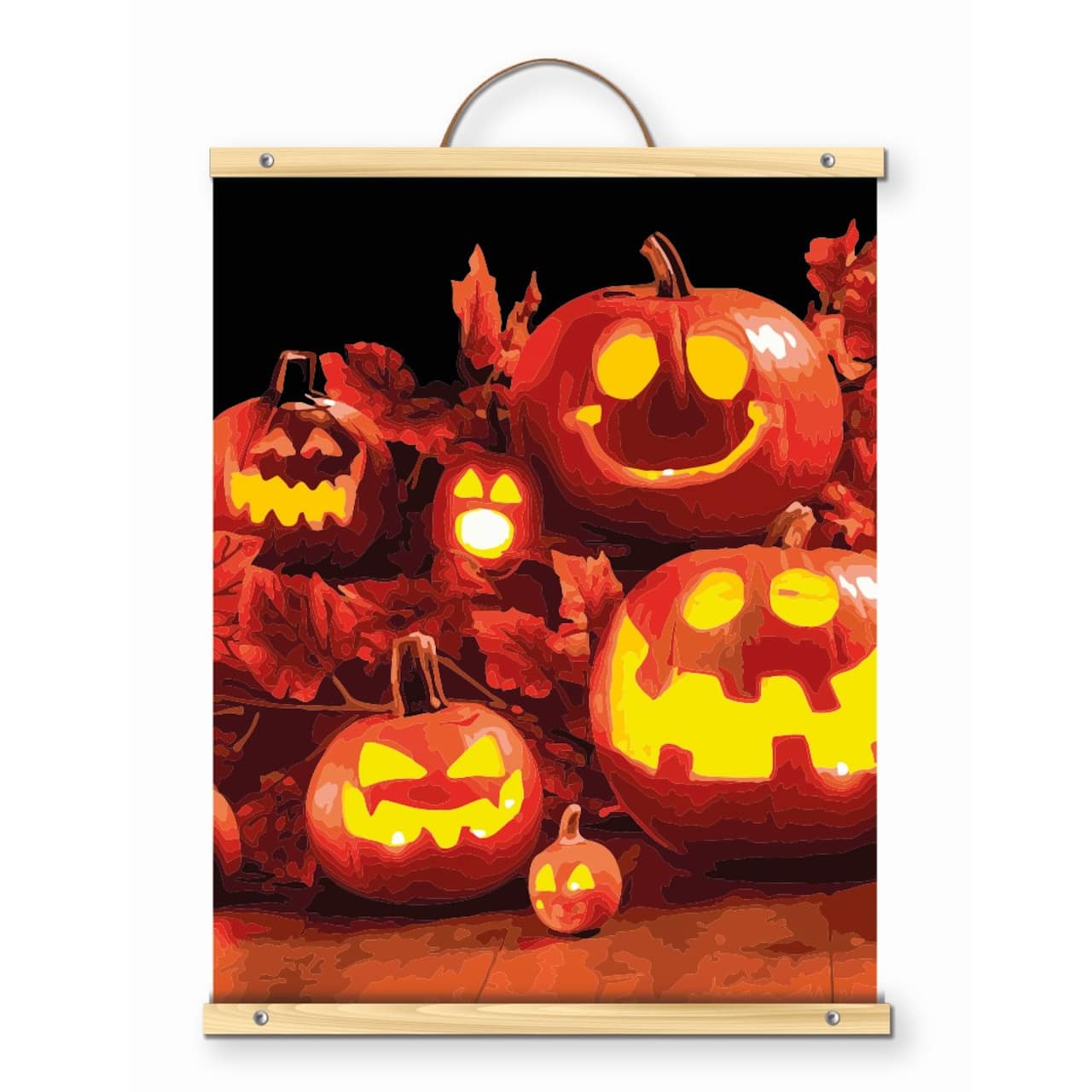 16" x 20" Jack-O'-Lanterns Paint-by-Number Kit with Wood Display Hanger by Artist's Loft®